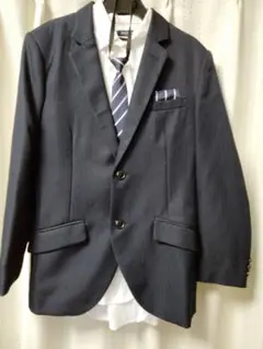 ネイビー ストライプ柄 スーツ 165　キッズ　男の子　卒業式