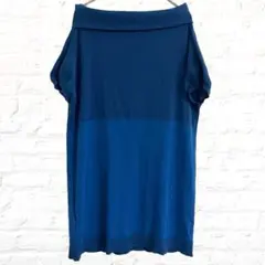 ワンピース オフショルダー フレンチスリーブ ミディ丈 バイカラー ラメ ブルー