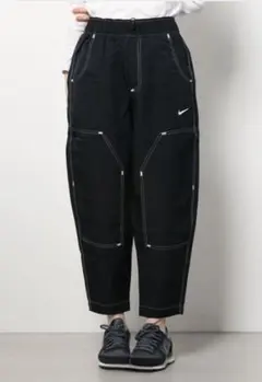 美品 Nike ブラック スウォッシュ ナイロンパンツ ウーブン トラックパンツ