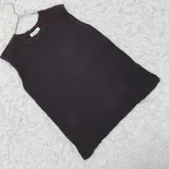 《ミラオーウェン》 (0) ノースリーブリブニットトップス 無地 大人カジュアル