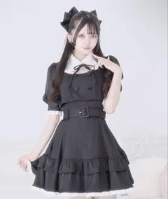 Palelfy パルエルフィー ドーリーフリルドッキングワンピース ブラック