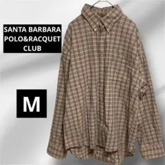 【サンタ・バーバラ ポロ & ラケットクラブ】ピンク系チェック シャツ 長袖✨M