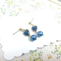 No.997☆ハート（ロイヤルブルー） ピアス イヤリング マスクチャーム