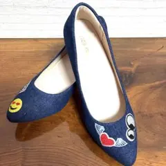 Re:EDIT デニム刺繍パンプス Sサイズ 5cmヒール 美品のサムネイル