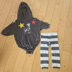 Breeze　フード付きロンパースとボーダーレギンスセット