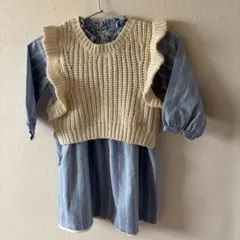 petit main ストライプワンピース 100