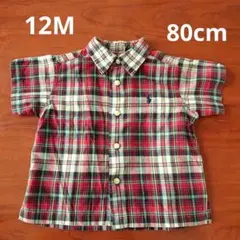 ポロ ラルフローレン  キッズ  チェックシャツ半袖 レッド 80cm