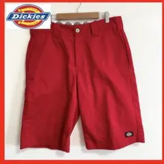 【美品】ディッキーズ ハーフパンツ　赤　32 ロゴ