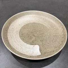 陶器 大皿 プレート 23.2cm ベージュ 茶系 丸皿 Kansai