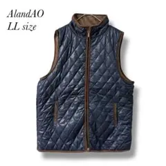 中綿キルティングベスト/ボア裏地/LL/ネイビー/防寒/レイヤード/カジュアル