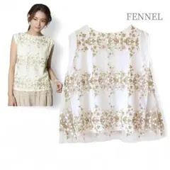 タグ付美品】FENNELフェンネルリネン混 ブラウス 袖シアー フレア 