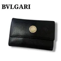BVLGARI キーケース 6連 ブラック レザー メタルロゴ シルバーのサムネイル