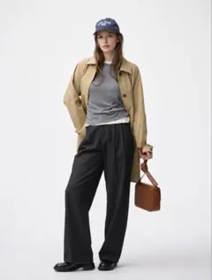 GU タックワイドパンツ　丈長め　XL ブラック