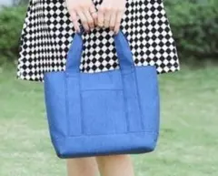 ❣️通勤＆お弁当❣️多機能　トートバッグ　仕切り　大容量　まち15cm ブルー