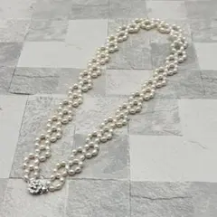 淡水パール　パールネックレス　シルバー　刻印　花モチーフ　おしゃれ