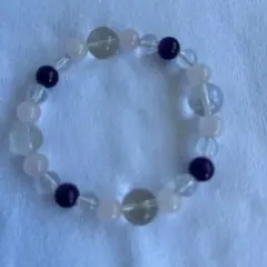 （値下げしました） ２つの四神の天然石 ブレスレット ピンク 透明 紫