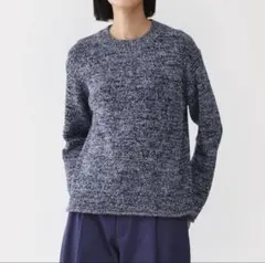 MUJI Labo コットン混ブークレクルーネックセ ーター ネイビー