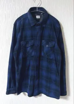 【入手困難】 OLD UNIQLO フリース オンブレチェック柄 ネルシャツ　L