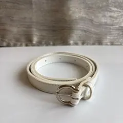 ホワイト 合成皮革 ベルト シルバーリングバックル