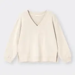 Vネックスウェットプルオーバー(長袖)