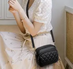 ショルダーバッグ 斜め掛け キルティング 2way ハンドバッグ ブラック