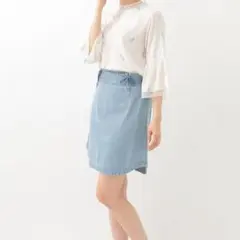アースミュージックアンドエコロジー　台形デニムスカート