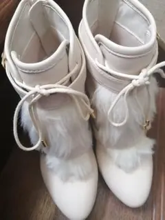 DURAS レディース ショートブーツ 白 M/23.5cm