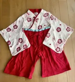ベビー 袴ロンパース 90 花柄 着物風 女の子 セレモニー