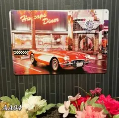 ブリキ看板 AA04 車 雑貨 置物 レトロ インテリア イラスト 絵 アート