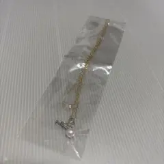 【未使用】ゴールドチェーンネックレス パールチャーム付き