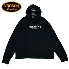 美品　VANSON　バンソン　刺繍ロゴ　パーカー　オーバーサイズ　XXL　黒のサムネイル