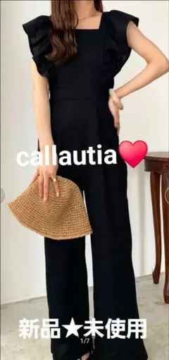 新品　タグ付　callautia　バックリボンフリルオールインワン袖 ブラックのサムネイル
