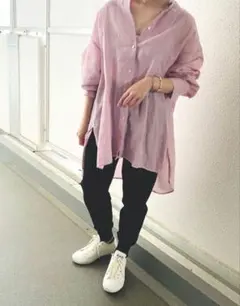 新品　IENAラミーリヨセルバックギャザーシャツ　38