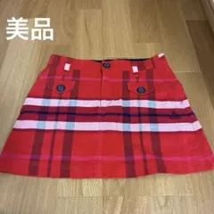 美品　レディース　ゴルフウェア　スカート　ルコック　9　チェック　赤色　冬