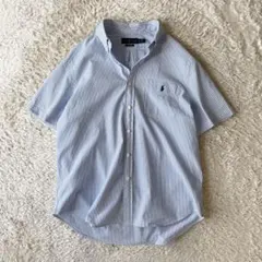 美品 現行 ラルフローレン BD シアサッカー S/S シャツ XL ストライプ