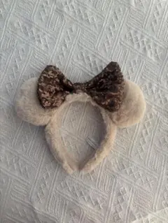 ミニーカチューシャ ブラウン スパンコール ディズニーランドディズニーシー