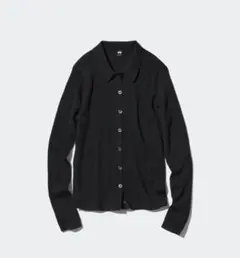 UNIQLO ユニクロ　メリノリブポロカーディガン　ニット　Ｓ　ブラック