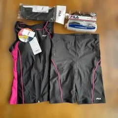 未使用タグ付 フィラ FILA フィットネス水着 ゴーグル スイムキャップ付き