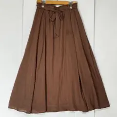 モカブラウン フレアロングスカート　Freeサイズ