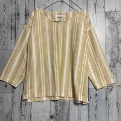 green label relaxing ストライプ カットソー　ブラウス　七部