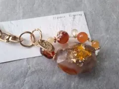 天然石キーホルダー☆カーネリアン他オレンジ系　ハンドメイド