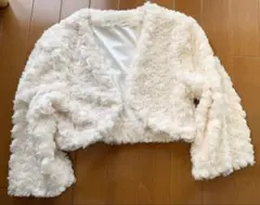 ホワイト ファー風 クロップドジャケット