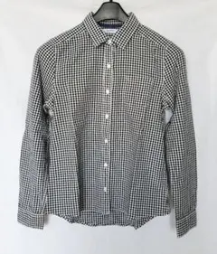 ライトオン バックナンバー 長袖 チェック シャツ M 黒 白