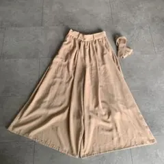ヘザー　ベージュ ガウチョパンツ Fサイズ