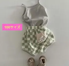 韓国子供服　セットアップ　チェッカーパンツ　キャミソール　水通し試着のみ