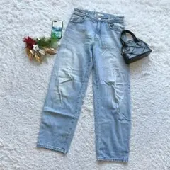 ザラ デニムパンツ ジーンズ ジーパン ワイドレッグ S ハイウエスト 春夏