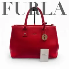 フルラ リンダ サッチェル サフィアーノレザー レッド 2WAY チャーム 赤色