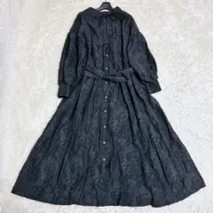 MEDE19F ロングワンピース エンブロイダリー リボン ベルト ジャガード