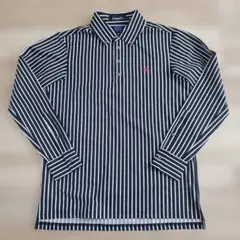 【美品】le coq sportif ゴルフ長袖シャツ M ストライプ