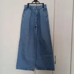 GU　ワイド デニムパンツ　ライトブルー S